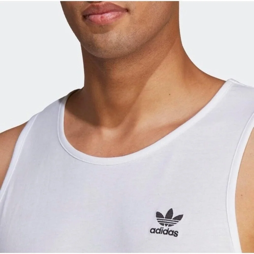 Adidas Men's Essentials Trefoil Tank Top White Size 2XL JF6601